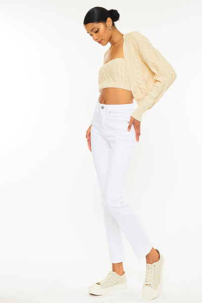 Kan Can USA - OPEN PACK HIGH RISE SLIM STRAIGHT JEANS-KC11252WT: WHITE / 5/26
