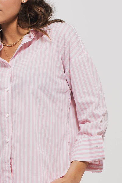 Urban Daizy - Striped Shirt: Light PINK