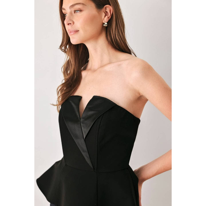 FLYING TOMATO - A solid woven tube top - FT2047 BLACK/BLACK