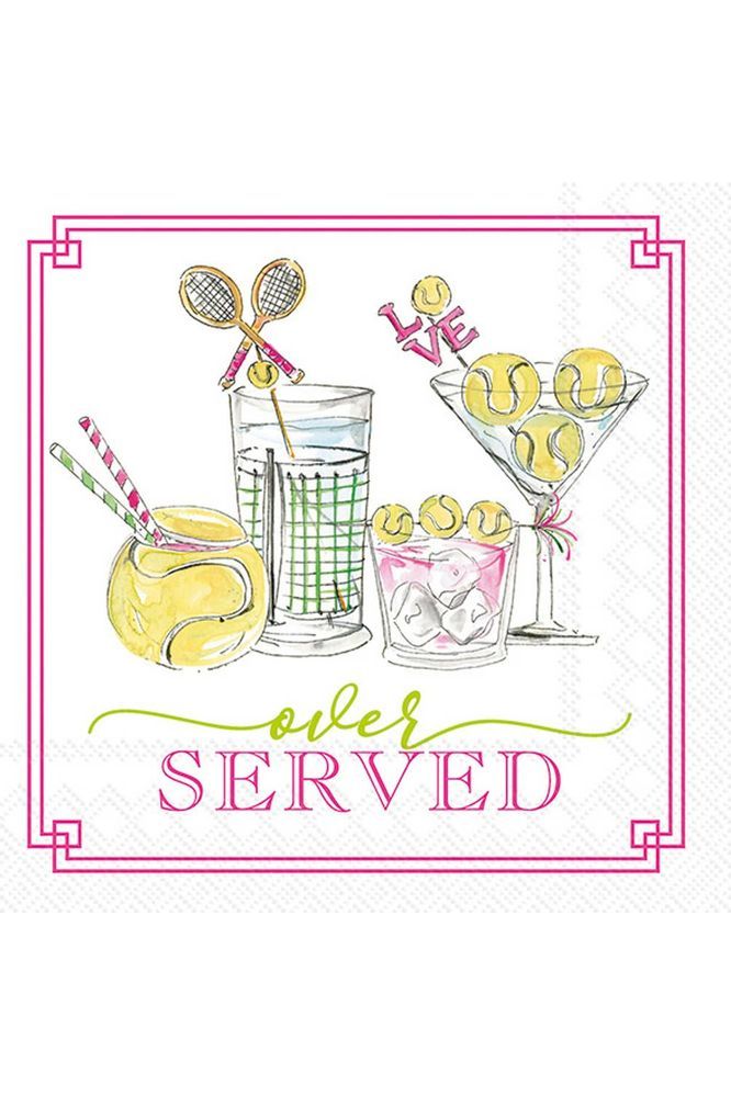 Over Served Napkins 20 Ct Tennis Drinks