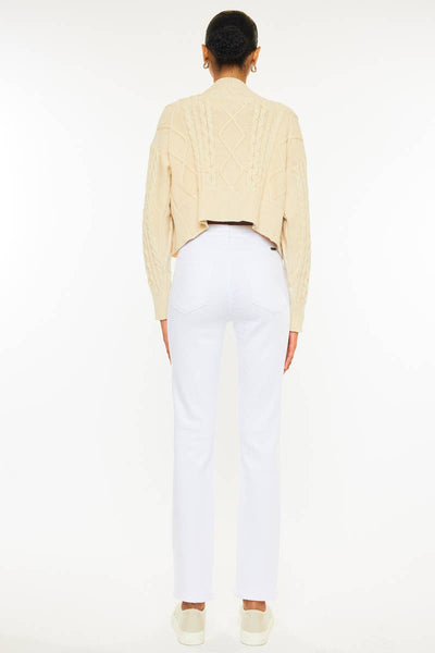 Kan Can USA - OPEN PACK HIGH RISE SLIM STRAIGHT JEANS-KC11252WT: WHITE / 5/26
