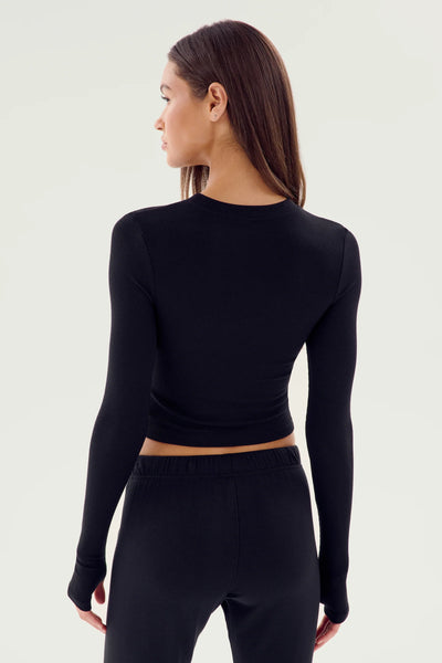 Louise Long Sleeve Crop-Black