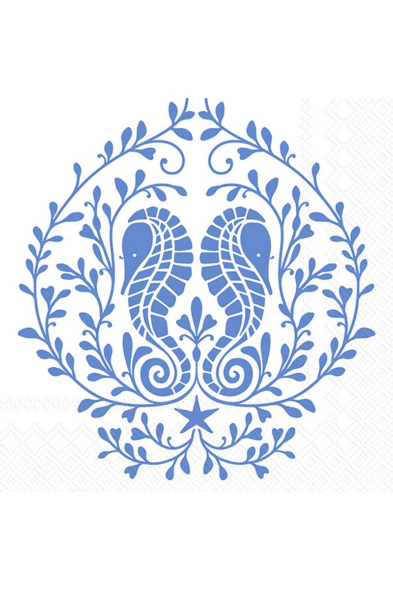 Blue Seahorse Paper Cocktail Napkins Pack of 20 Grand Millennial