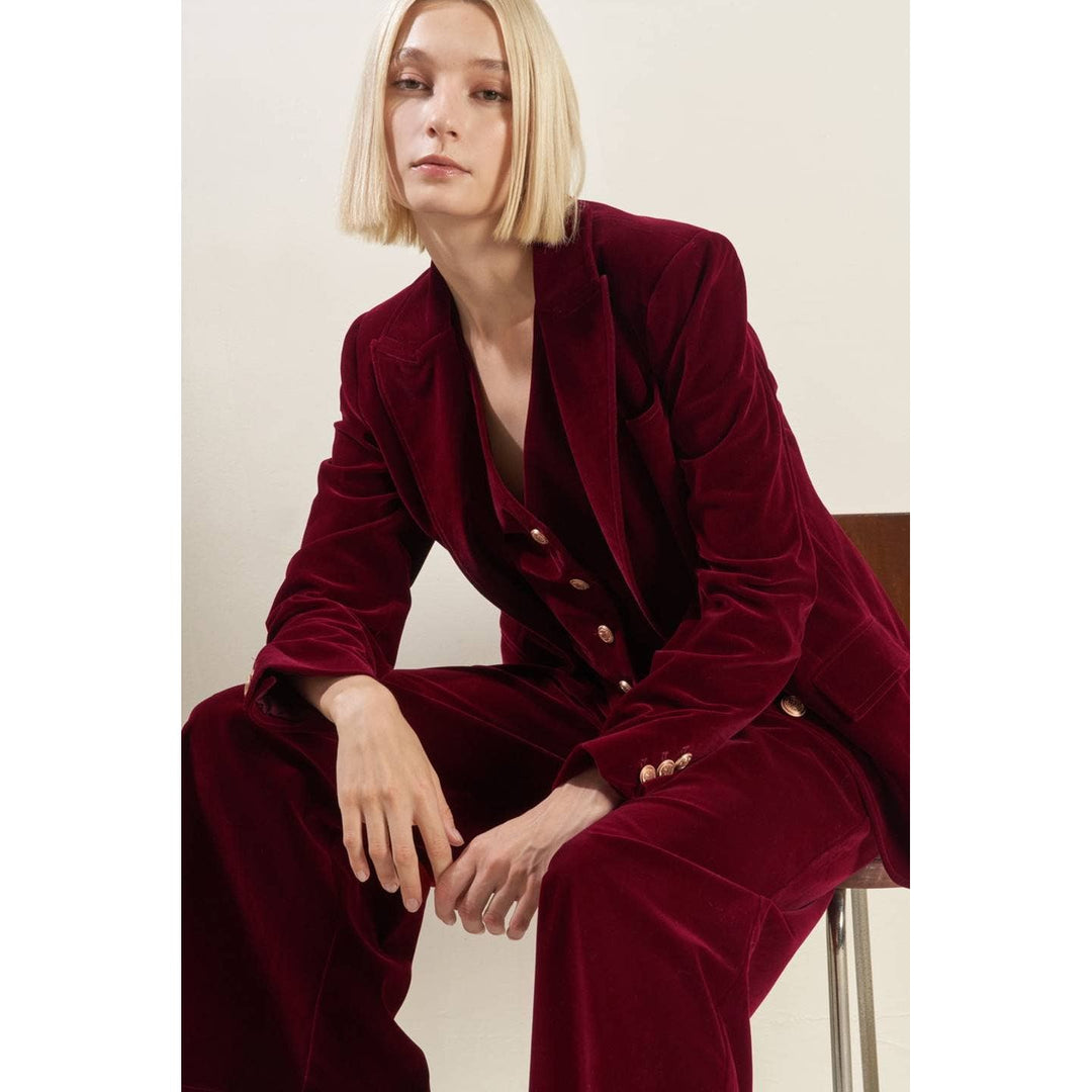 Burgundy Velvet Blazer