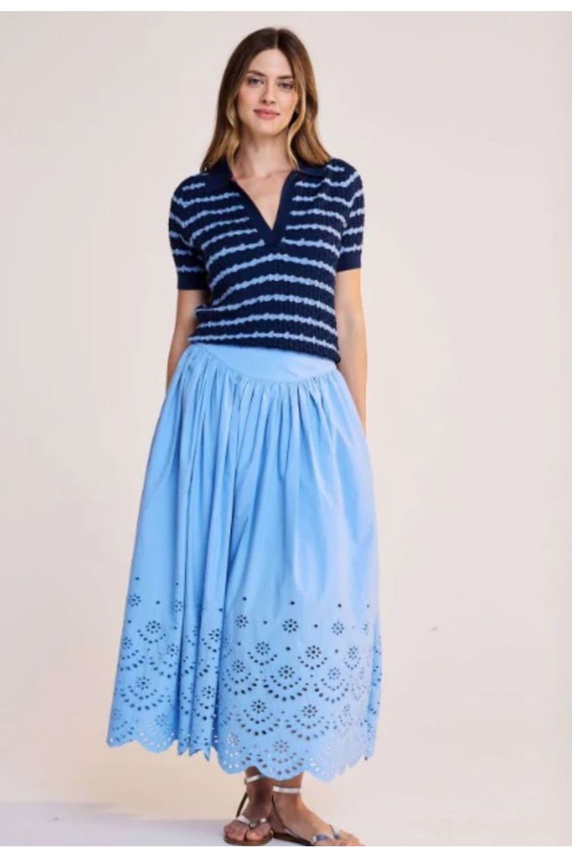 Solvang Broderie Boarder Maxi Skirt Cornflower Blue