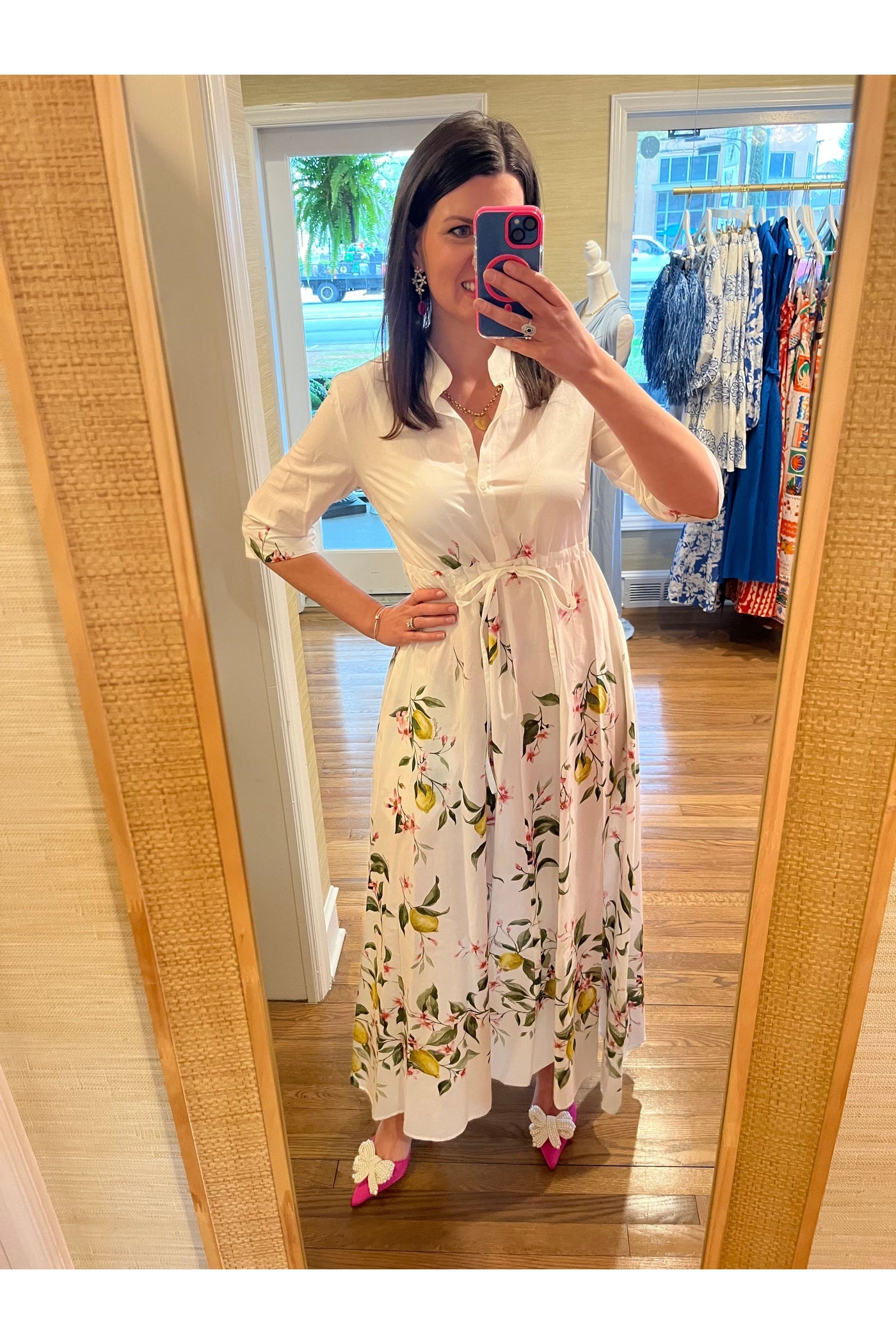 Margherita White Lemon Print Shirt Dress