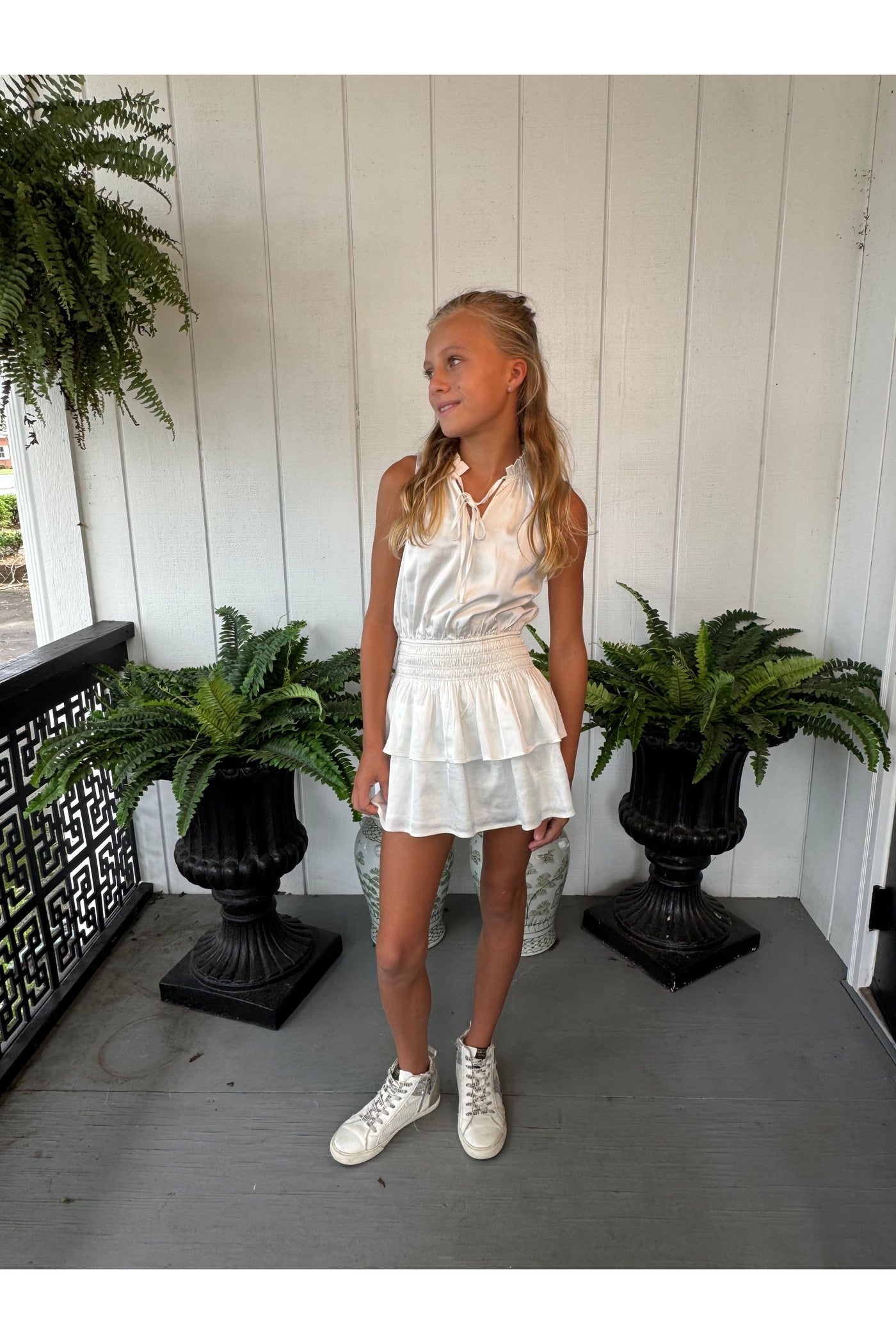 Becca White Satin Dress Tween