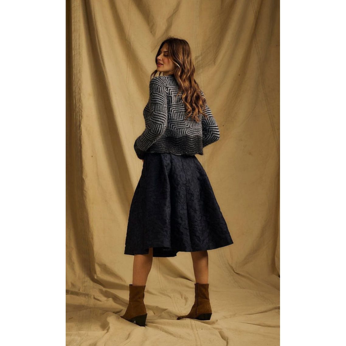 Crew Neck Textured Sweater Maritime Blue