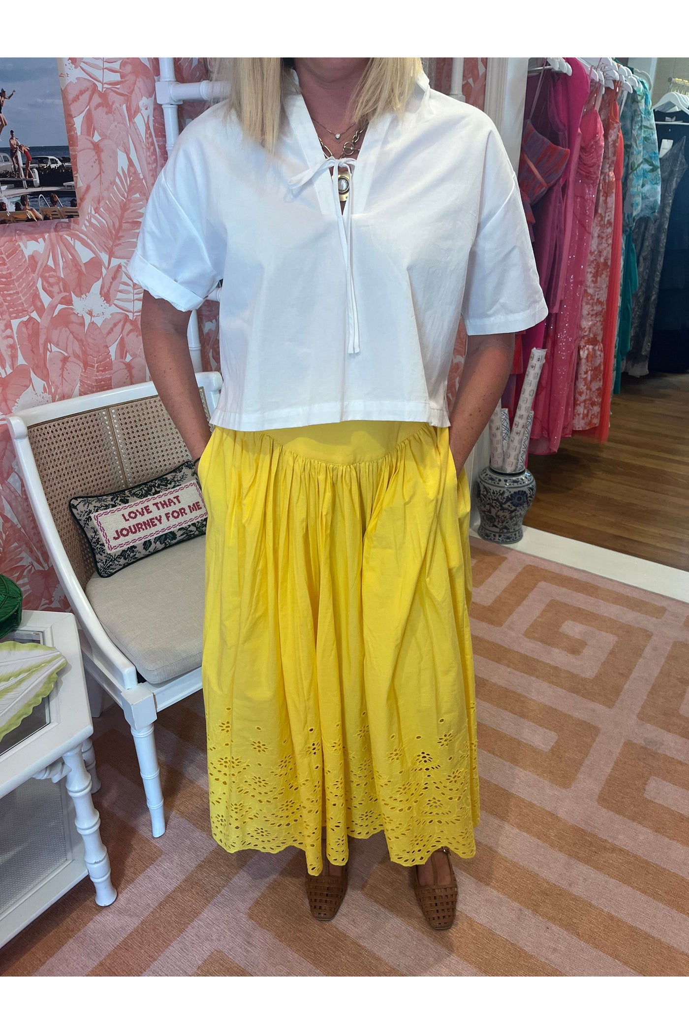 The Dawson White Front Tie Poplin Blouse