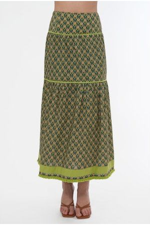 Elina Printed Tiered Midi Skirt