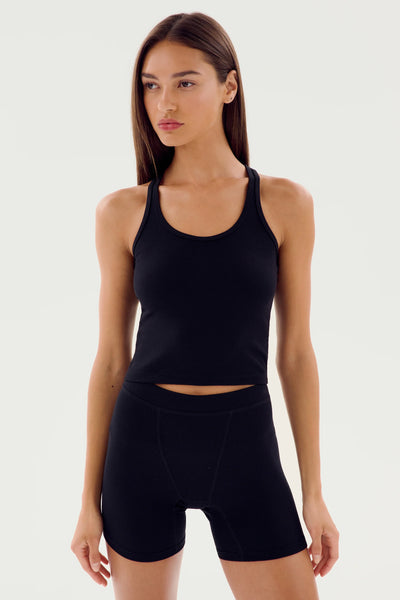 Ashby Ribbed Tank Black