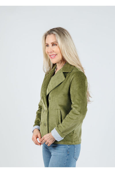 Elliott Lauren Corduroy Double-Breasted Jacket - Olive
