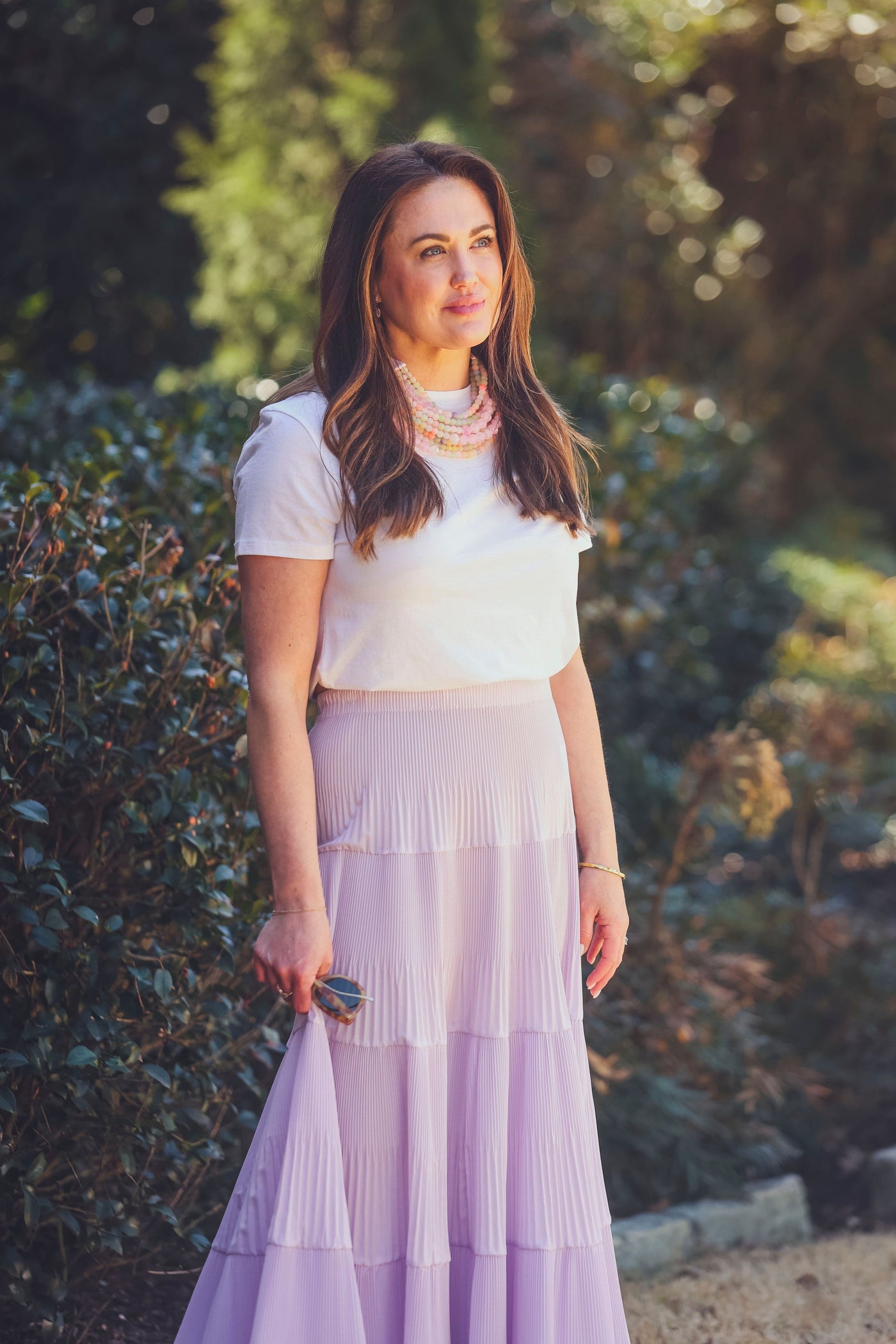Meimeij Tiered Pleated Purple Skirt