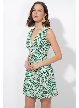Maris Cotton Crochet Piped Mini Dress