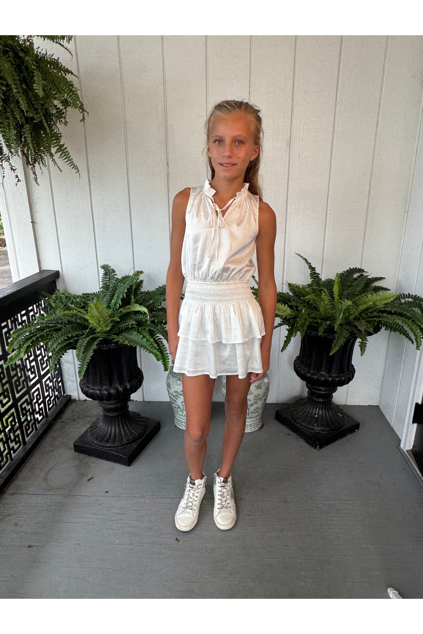 Becca White Satin Dress Tween