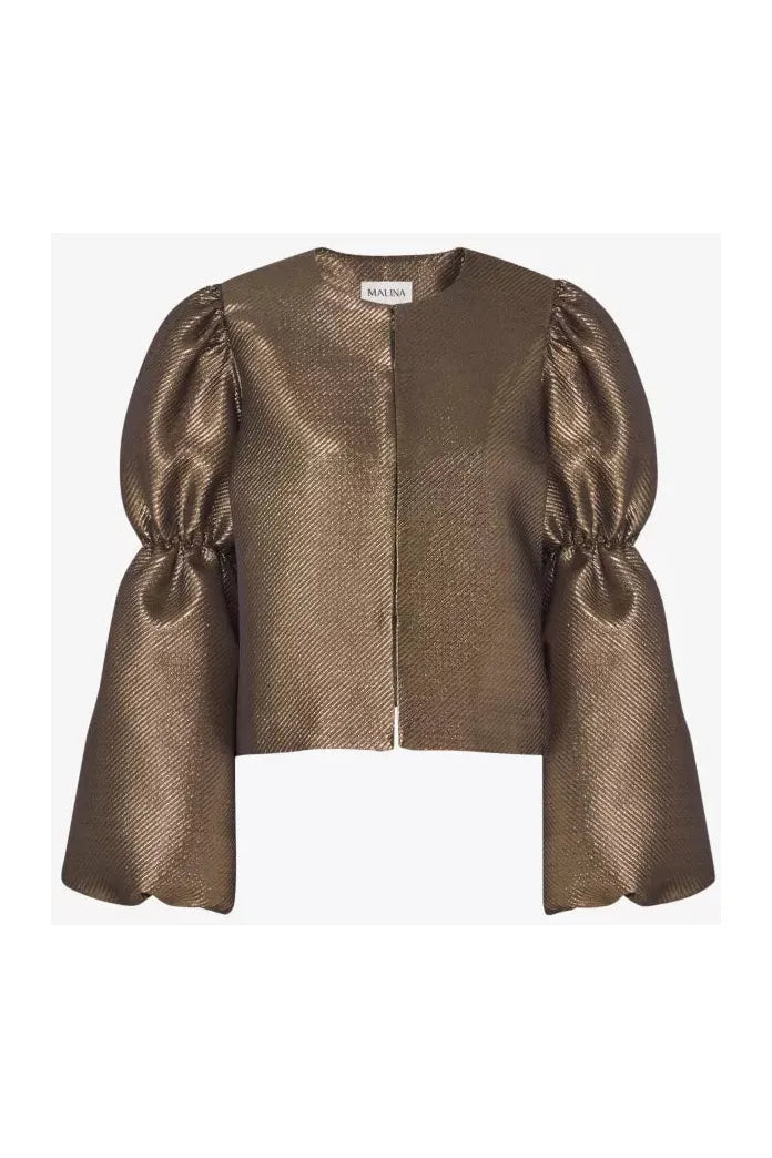 Zoey Pouf Sleeve Blouse-Gold