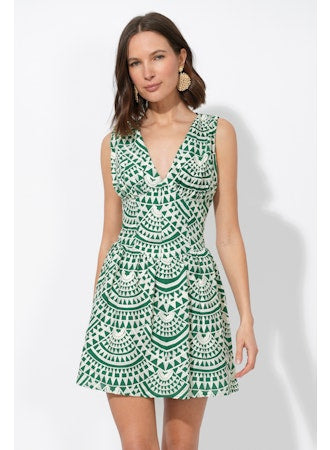 Maris Cotton Crochet Piped Mini Dress