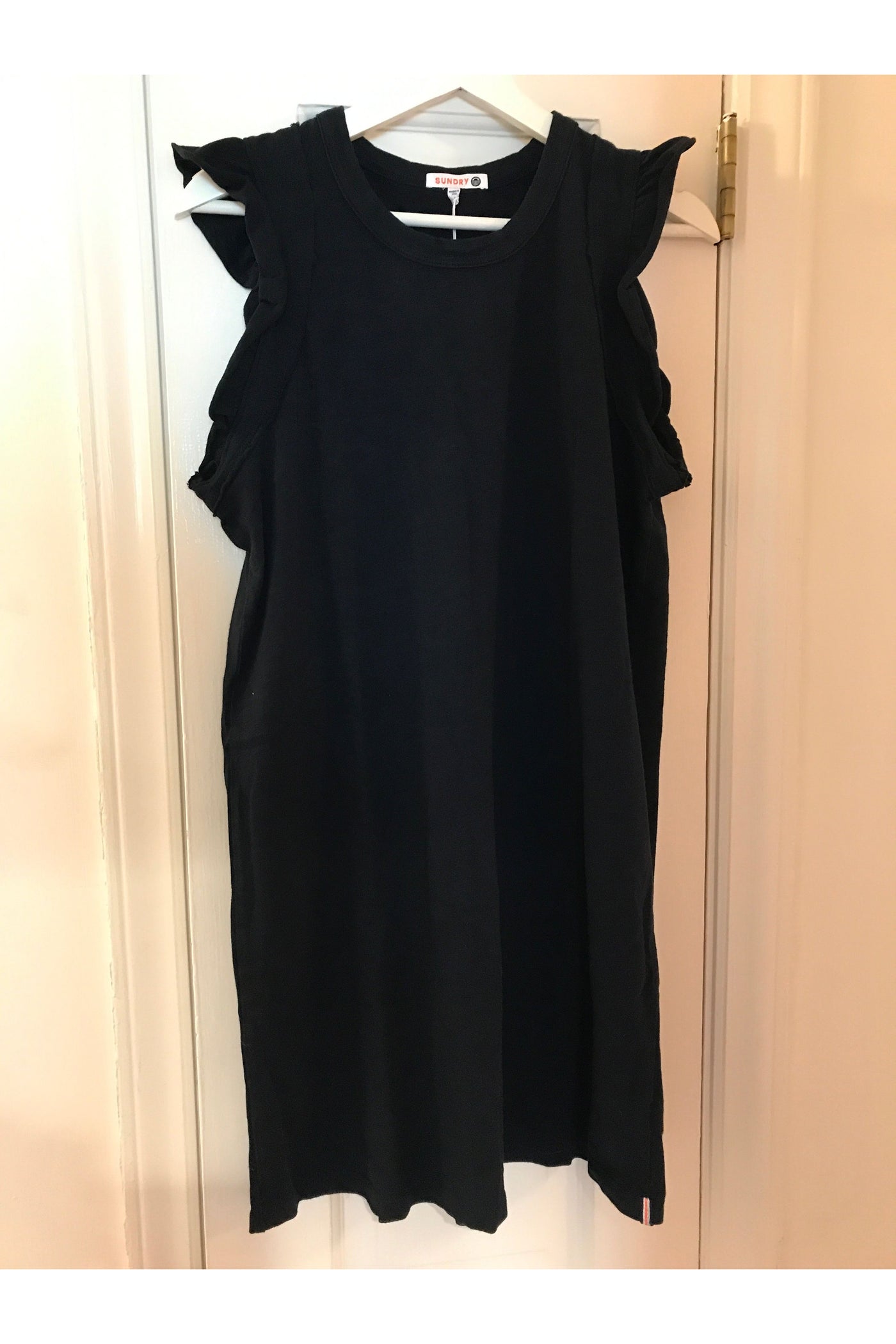 Flutter Sleeve Jersey Dress Navy