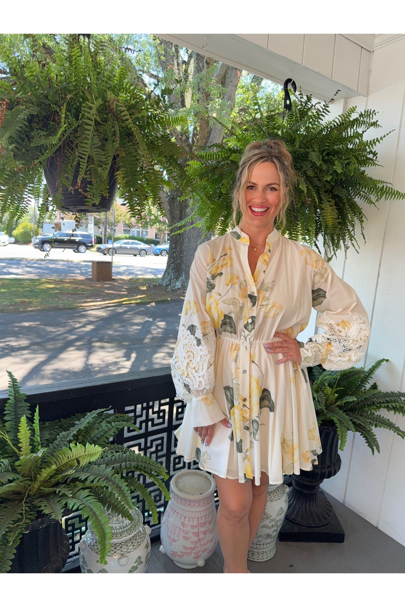 Bohemian Rose Yellow Mini Dress