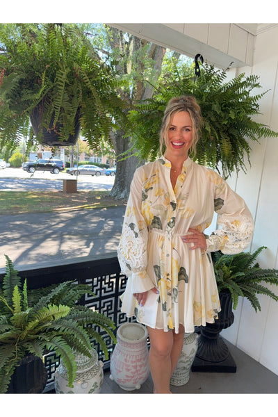 Bohemian Rose Yellow Mini Dress
