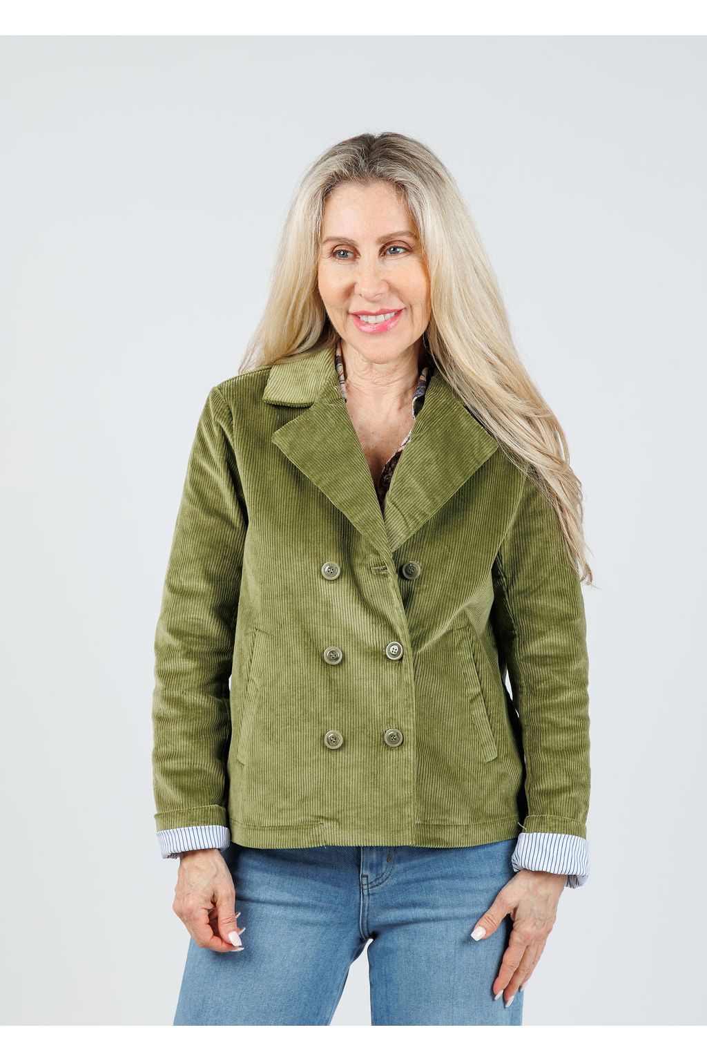 Elliott Lauren Corduroy Double-Breasted Jacket - Olive