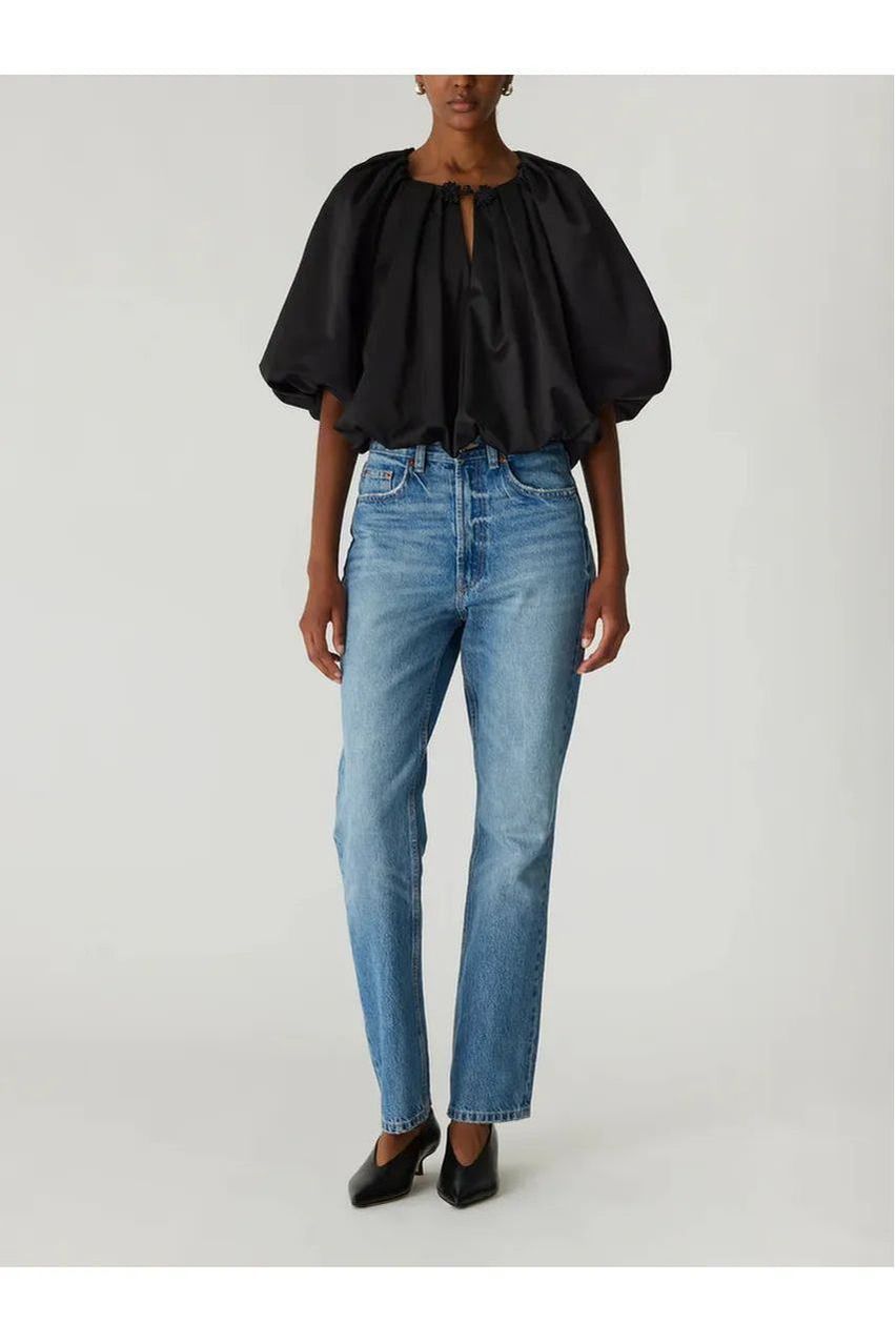 Sateen Bubble Top-Black
