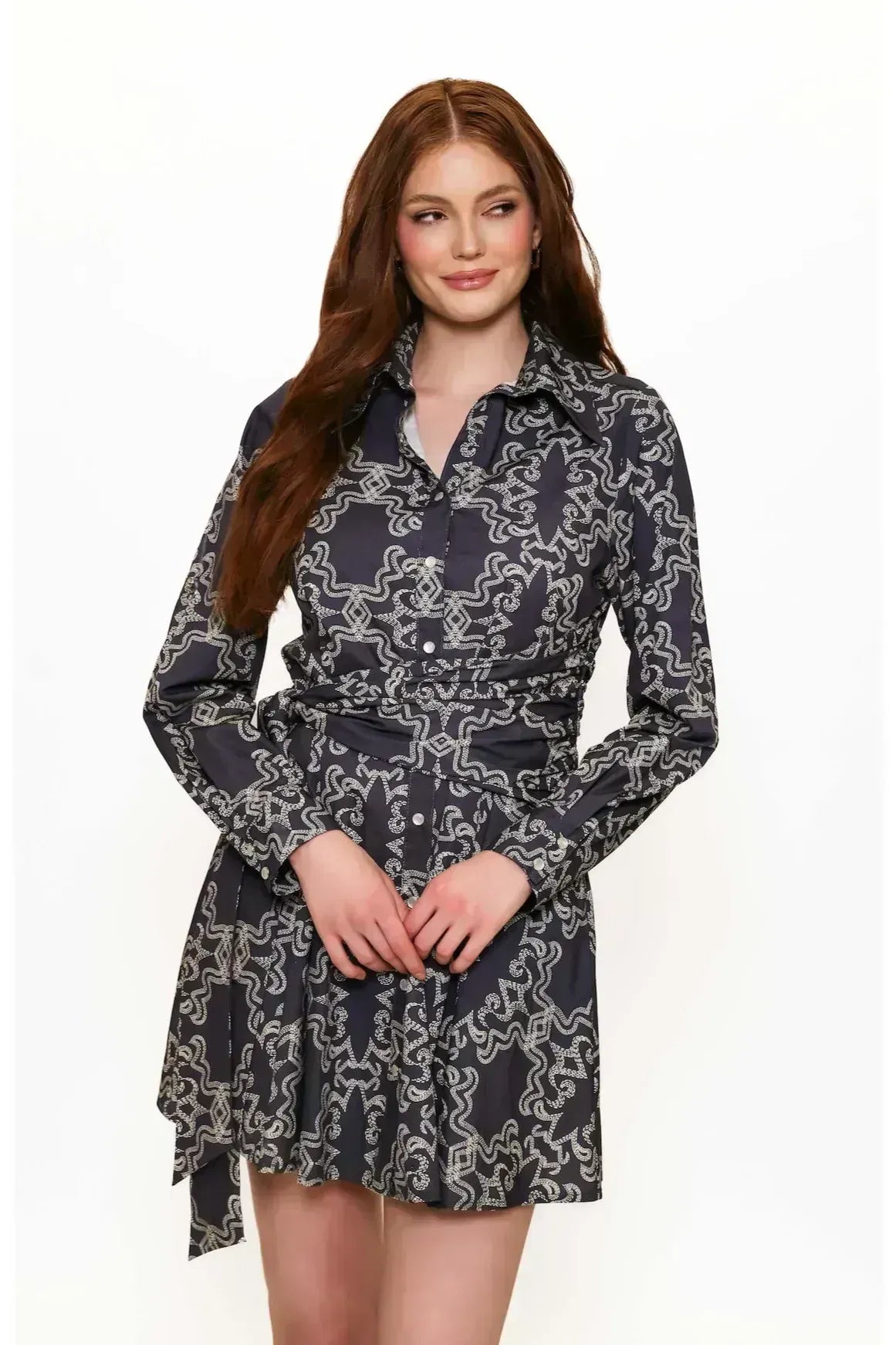 Evelyn Navy Print Dress