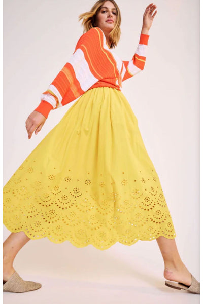 Solvang Broderie Boarder Maxi Skirt Yellow Sulfur