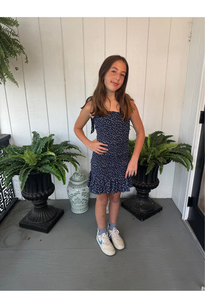 Katie J Navy White Printed Dress