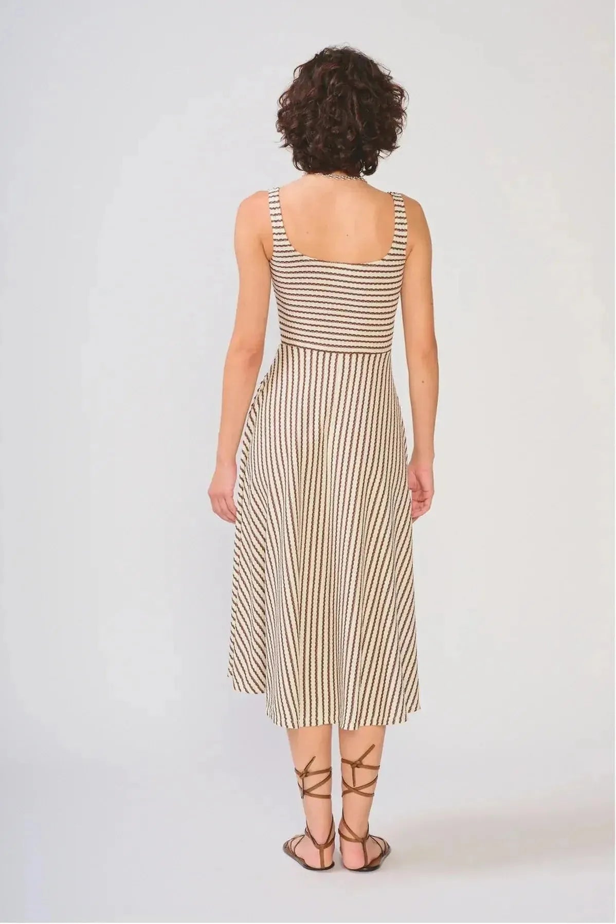 Audrey Dress Mocha Stripe