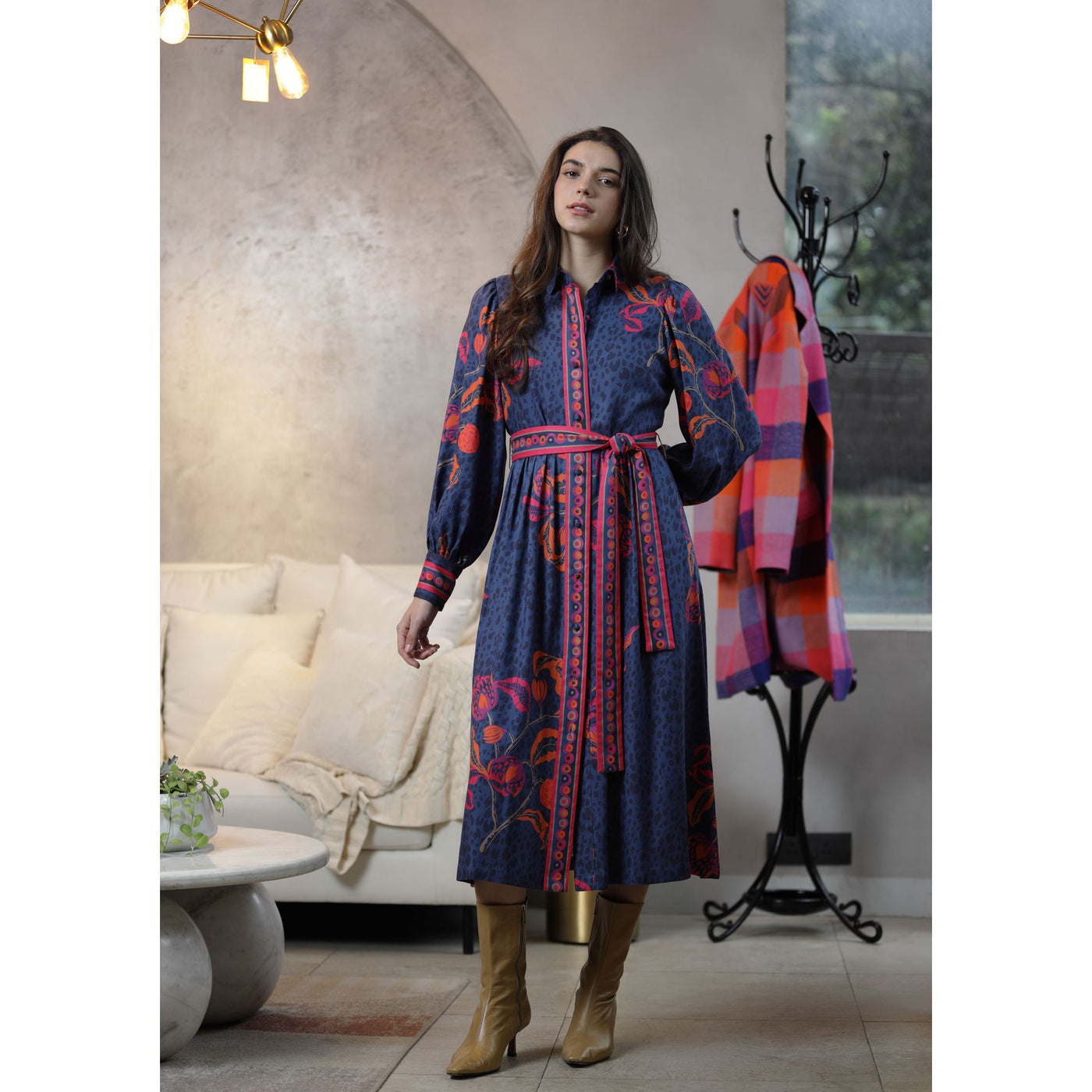 Melody Dress-Navy Multi