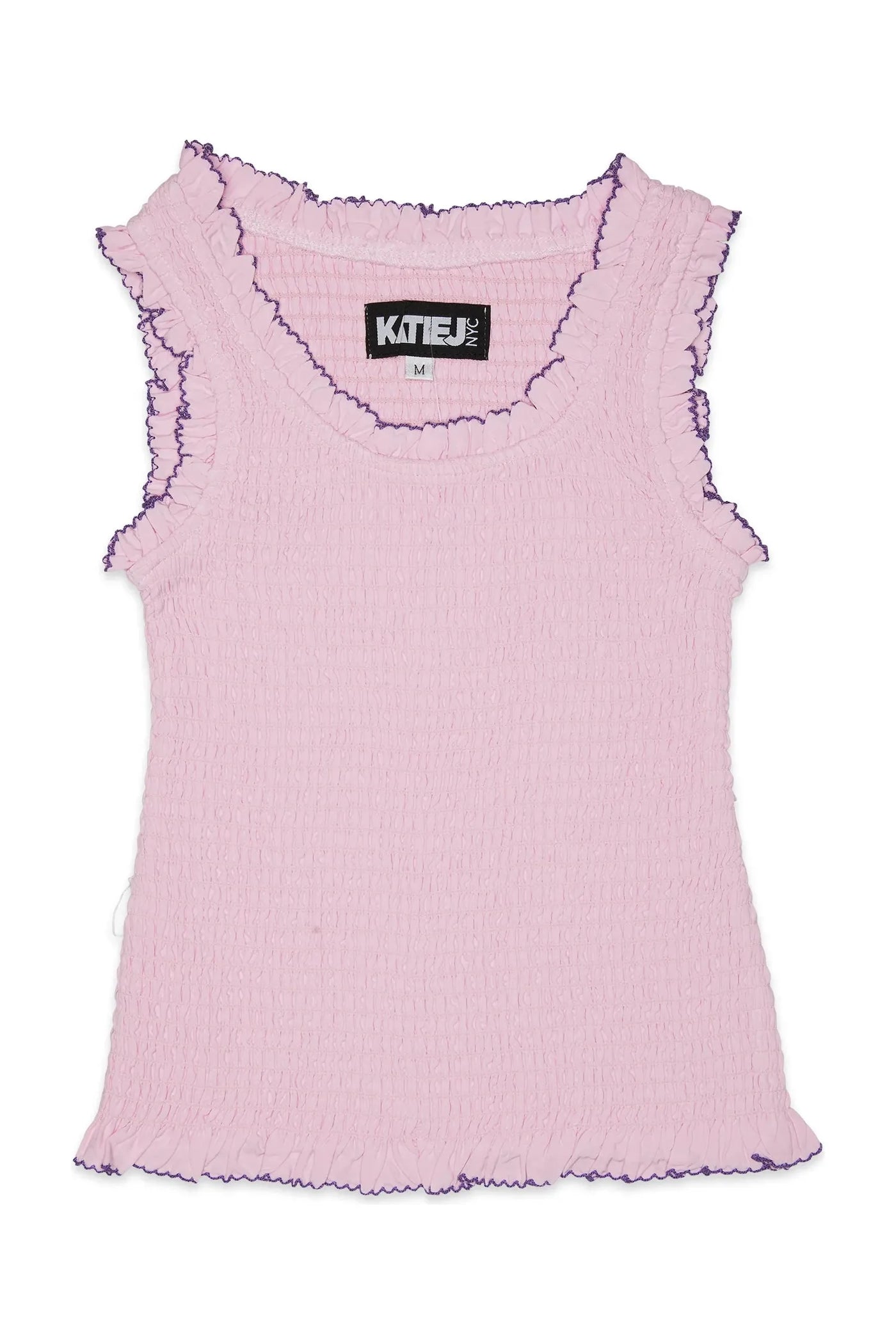 katie J Pink Smocked Tank Top