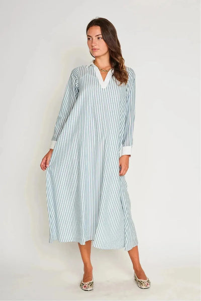 Jovi Fog Blue Stripe Dress