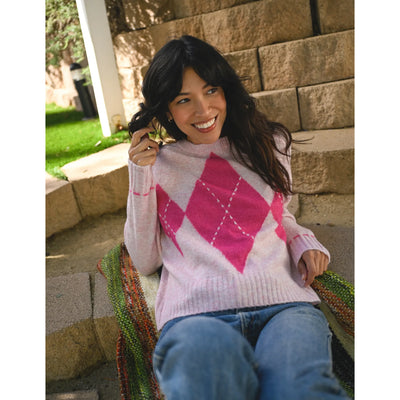 Argyle Sweater-Ballerina Pink