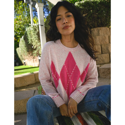 Argyle Sweater-Ballerina Pink