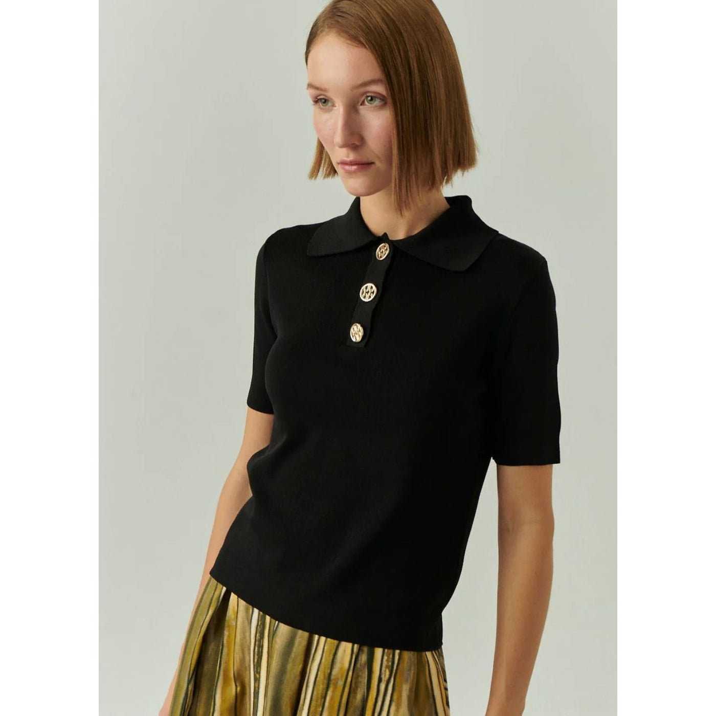 Jaylah Black Knit Polo