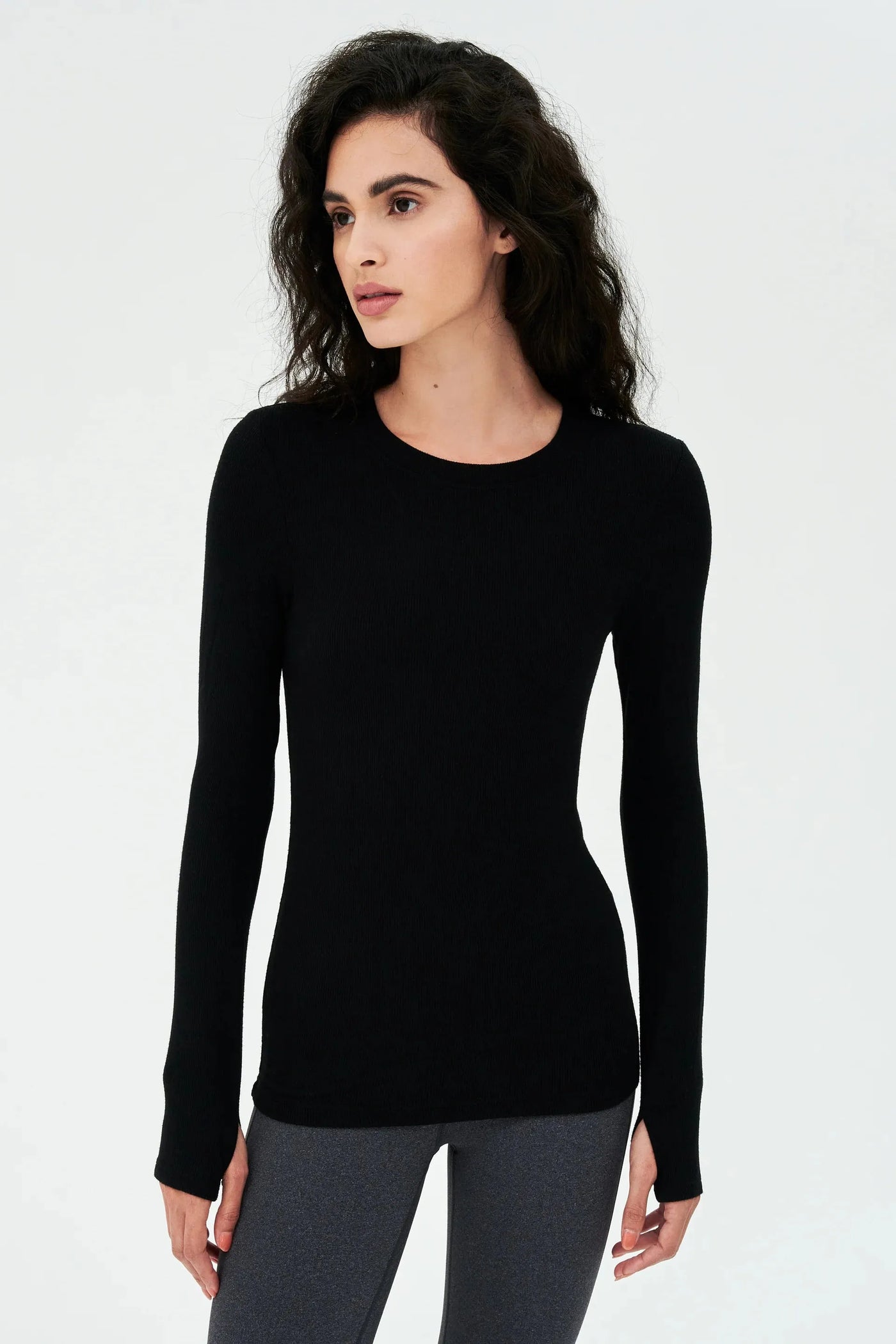 Louise Ribbed Top- Black