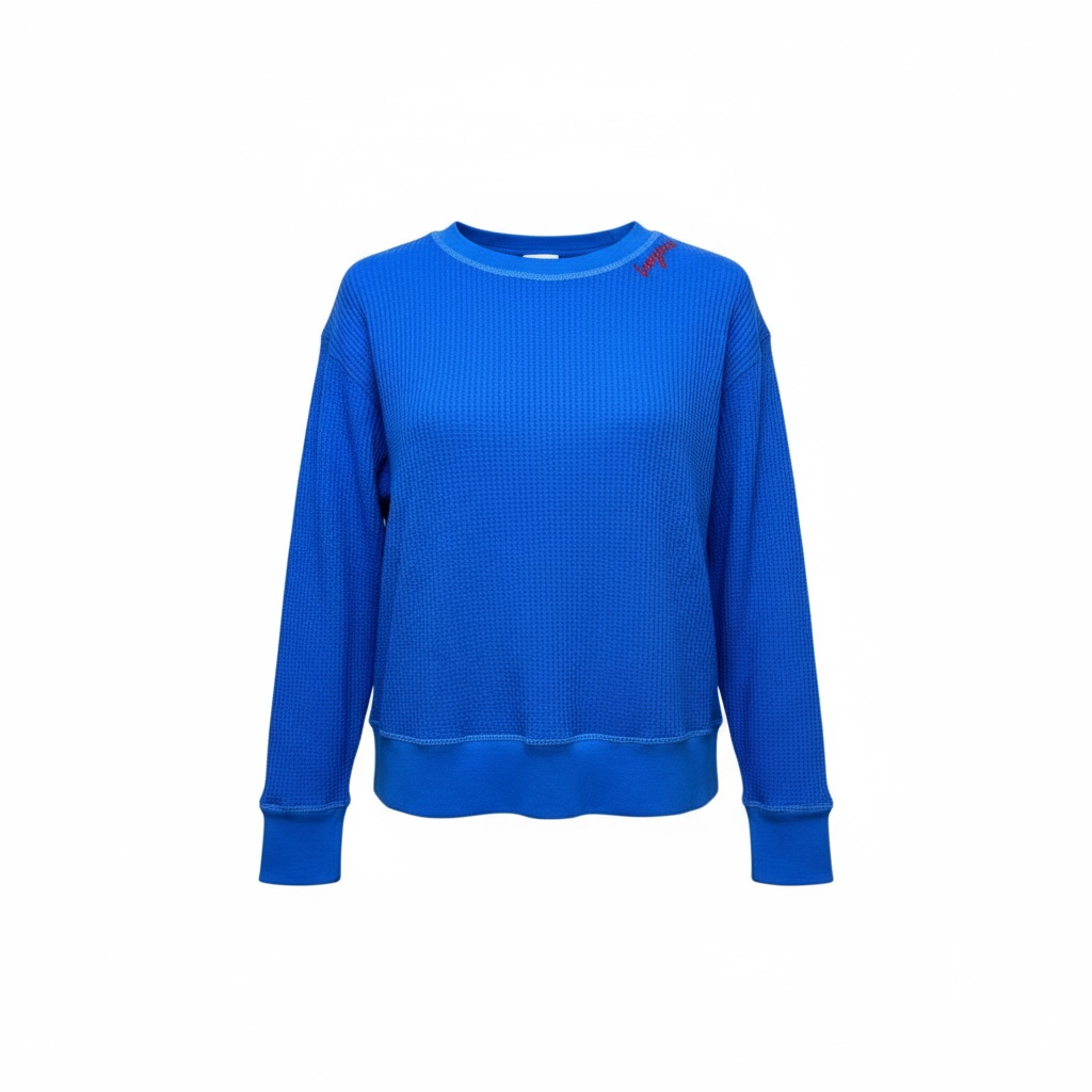 Waffle Knit Bonjour Top -Lagoon Blue