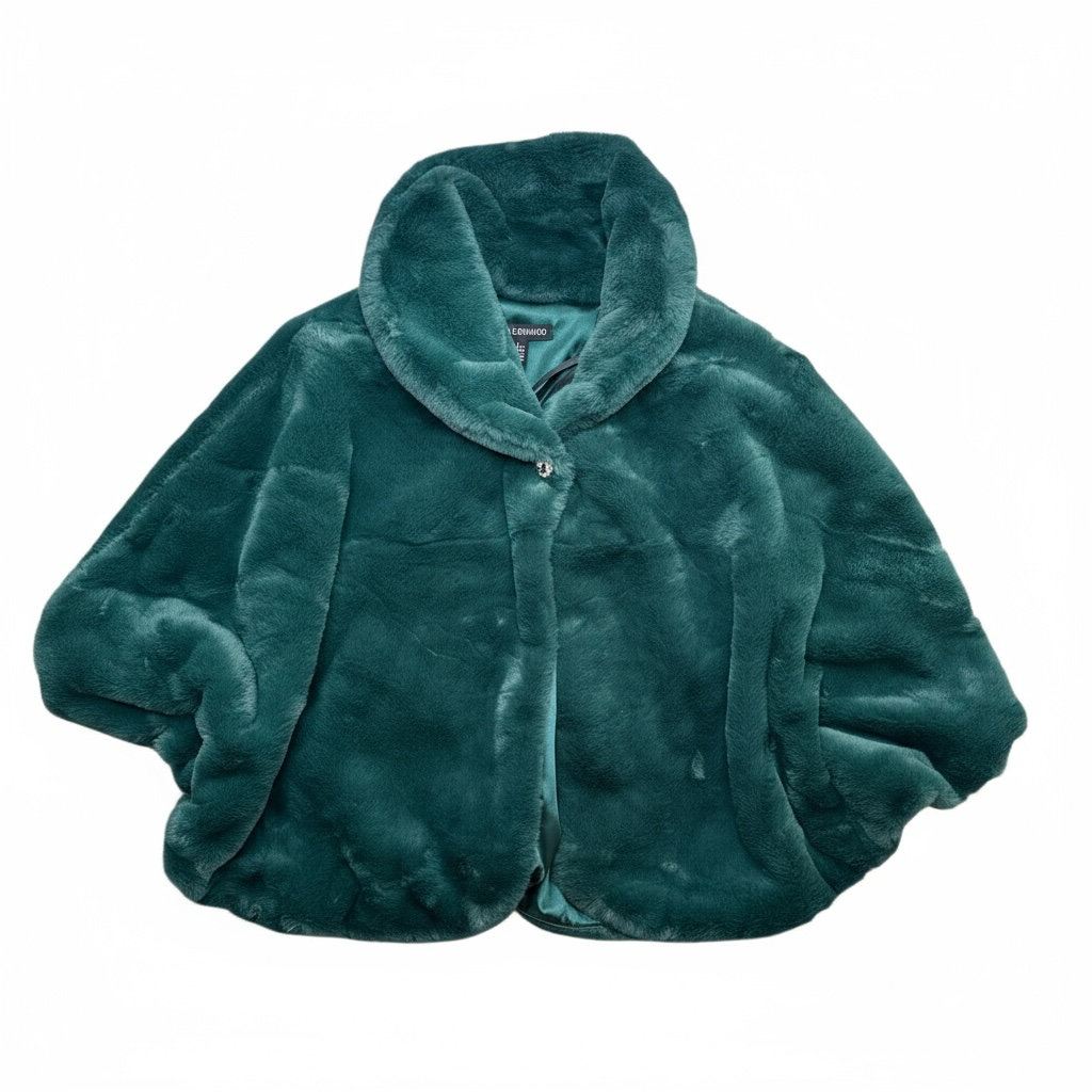 Emerald Luxe Faux Fur cape