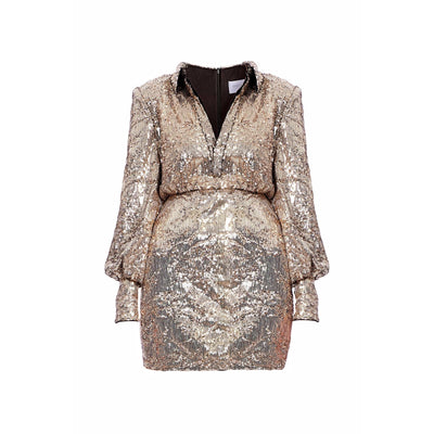 Gold Sequin Shirt Dress