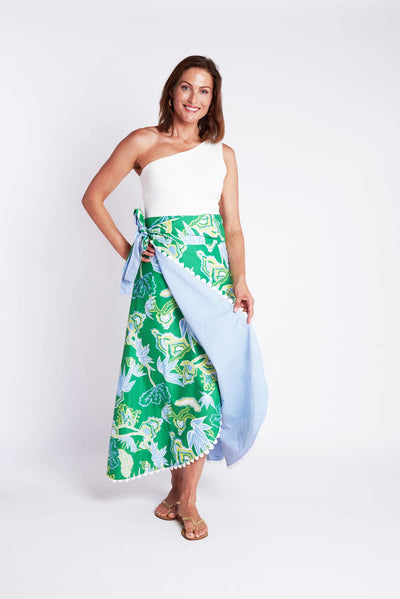 Terrenas Wrap Skirt-Winifred Green
