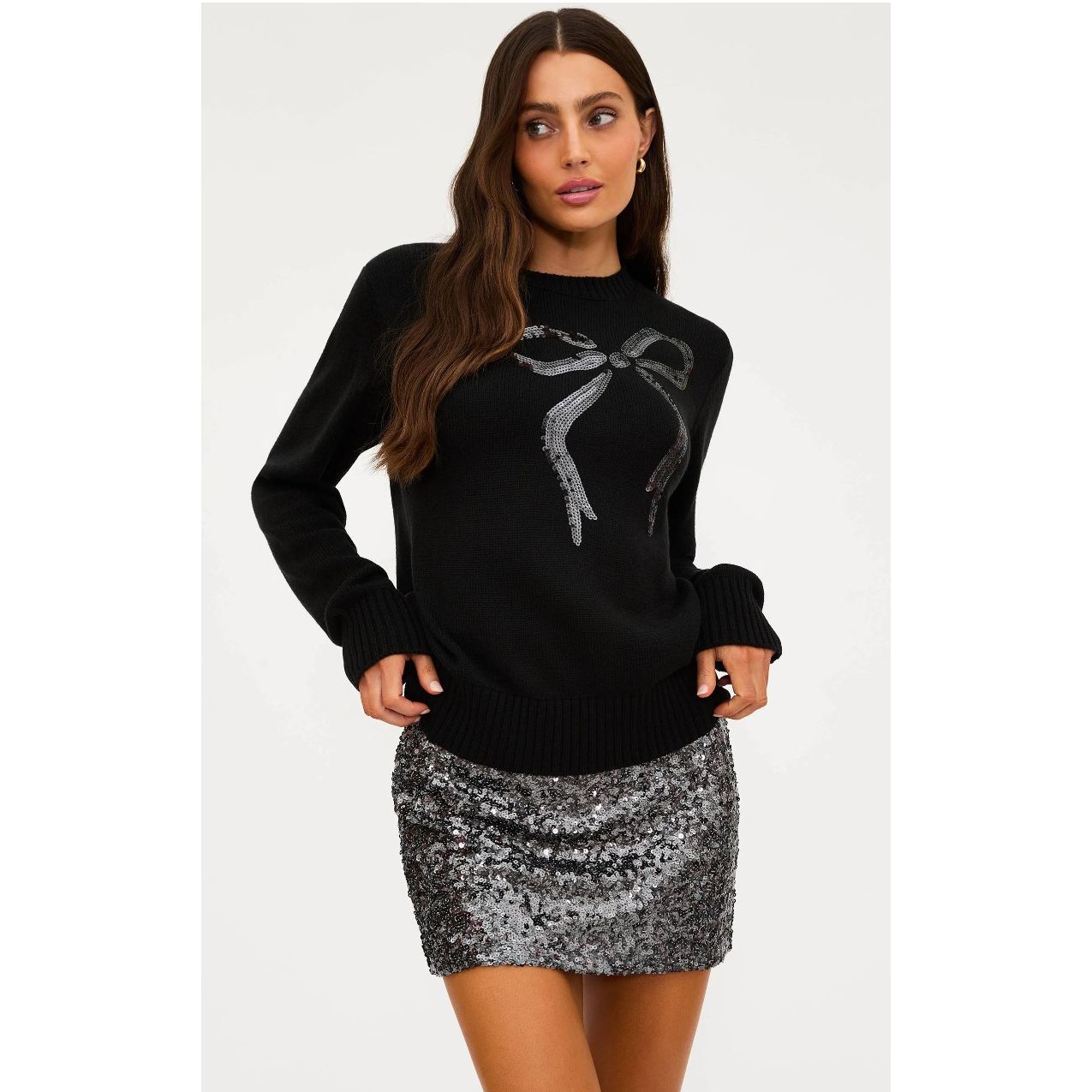 Jolene Sequin Bow Sweater