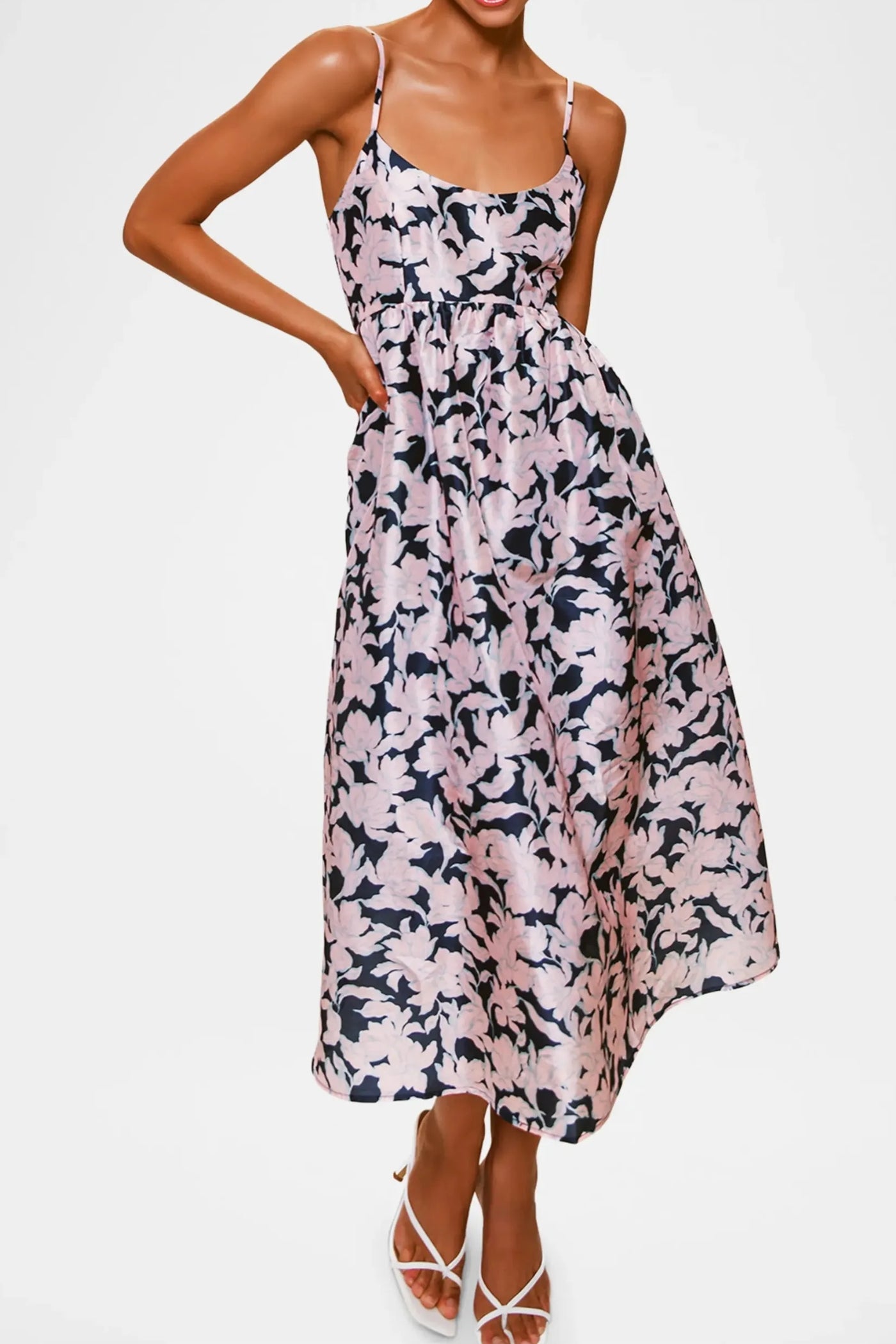 Brixton Midi Dress-Pink and Navy