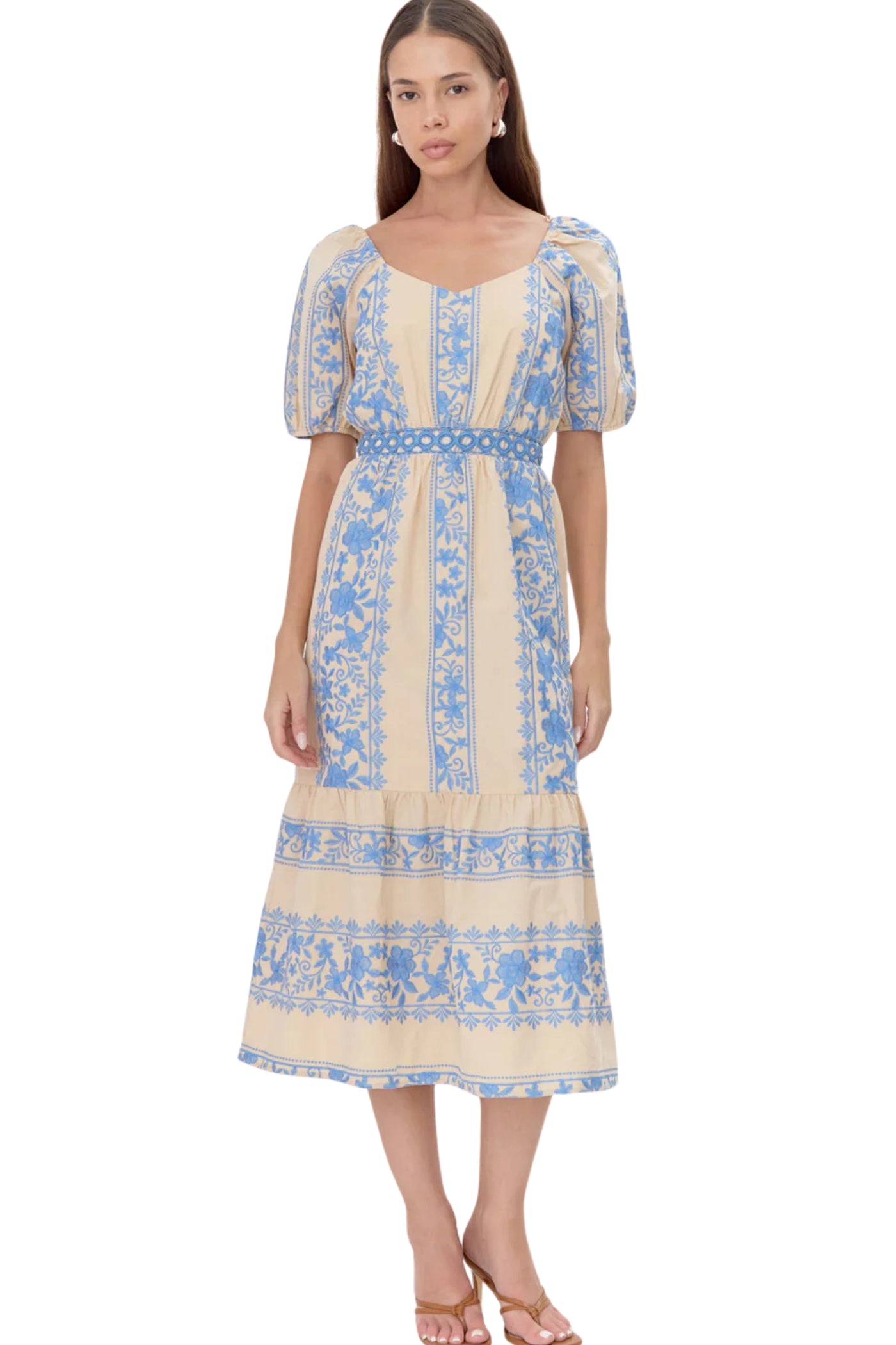 Elena Embroidered Midi Dress