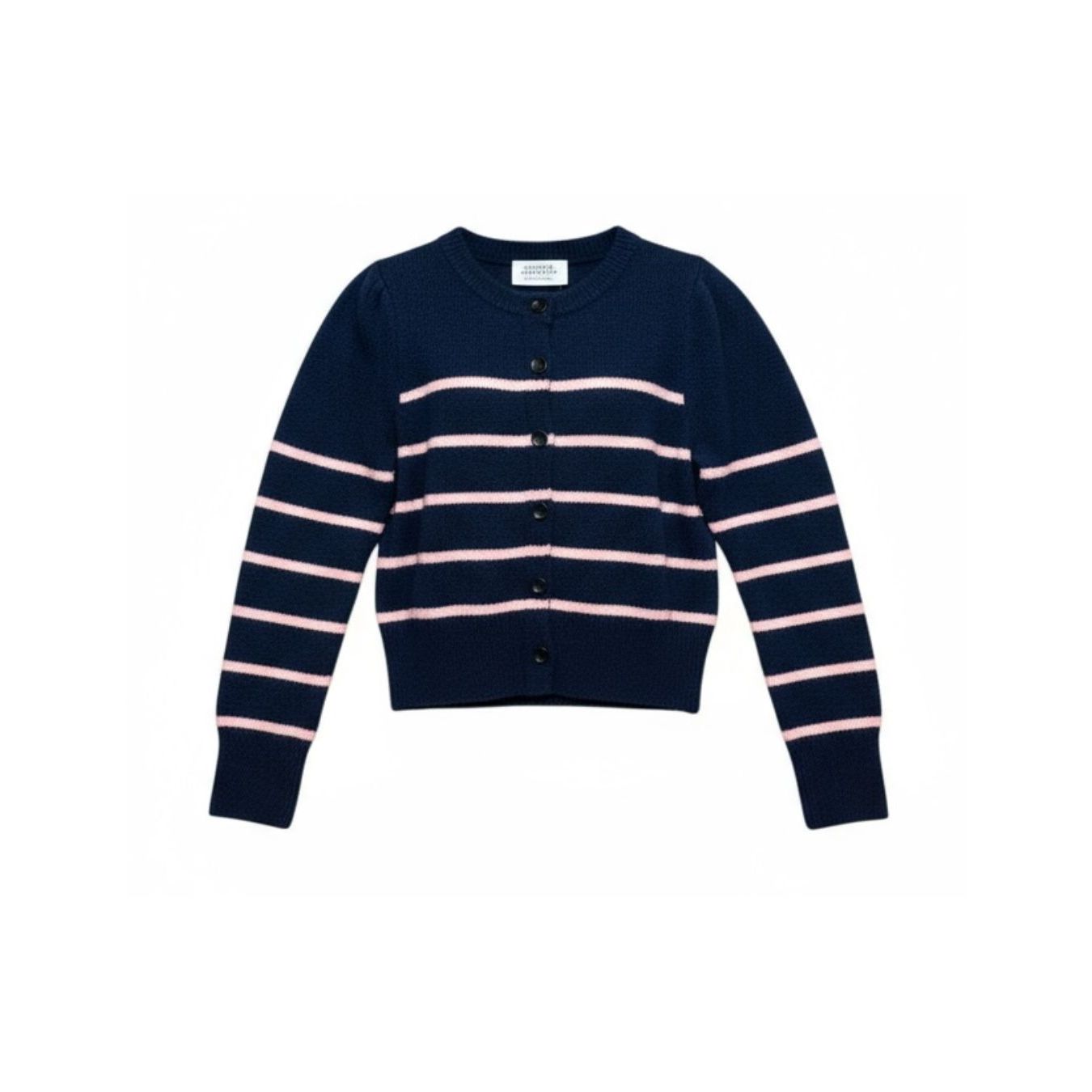 Navy Pink Stripe Cardigan