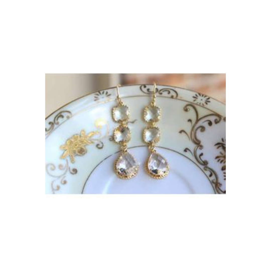 Crystal Three Tier Earrings