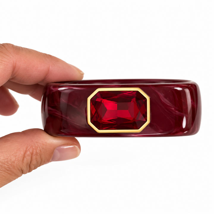 Gemstone Cuff Bangle Bracelet | Ruby
