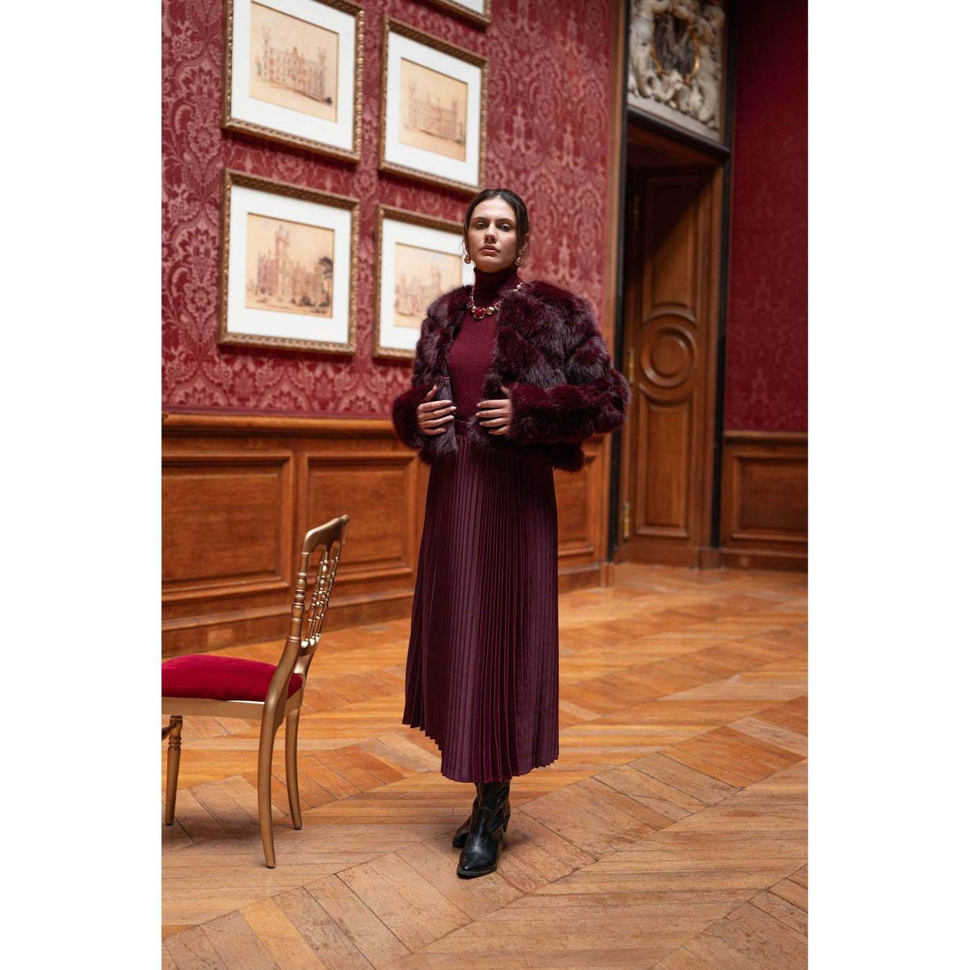 Bordeaux Faux Fur Jacket