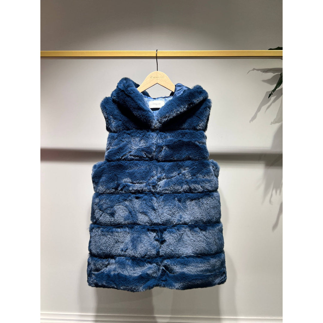 Luxe Faux Fur Vest-Navy