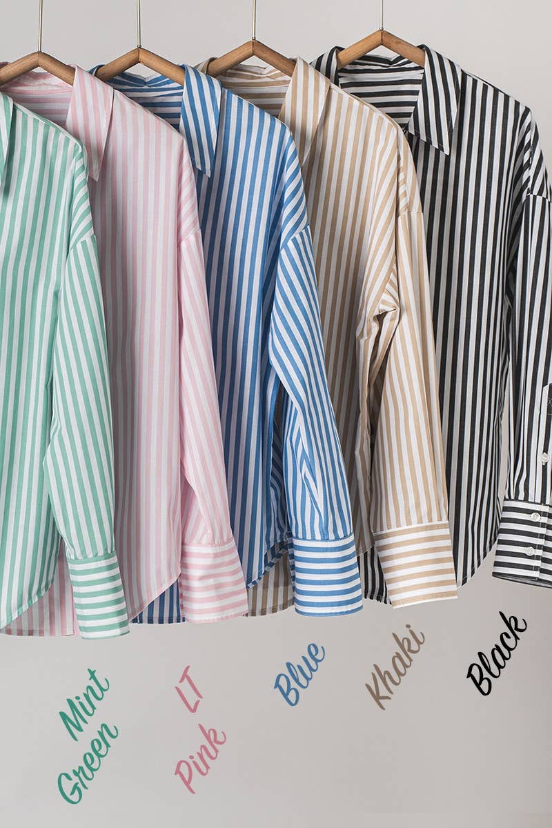 Urban Daizy - Striped Shirt: Light PINK